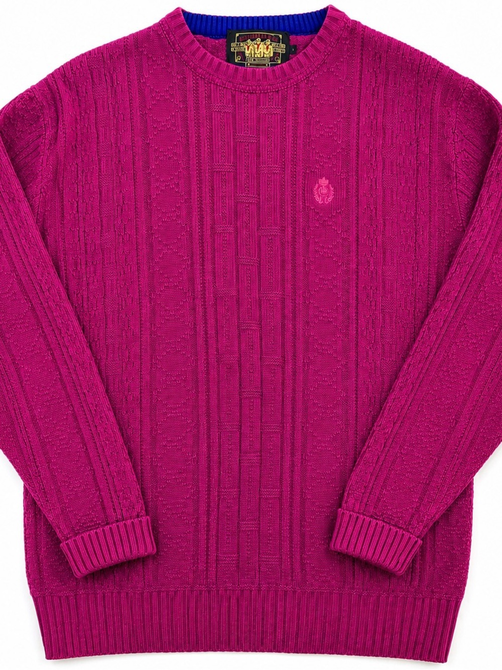 Polo by Ralph Lauren Men's Cable Crewneck Sweater in Magenta